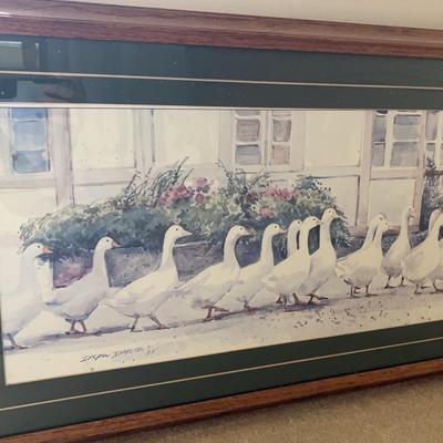 Wood-Framed Dawna Barton Line of Geese Print