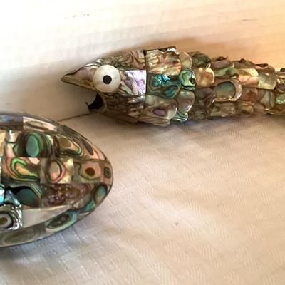 Abalone Egg & Vintage Reticulted Fish Bottle Opener