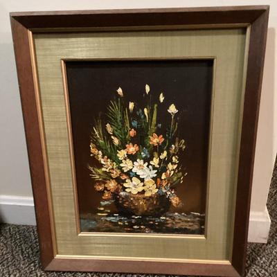 Framed Floral Oil Painting
