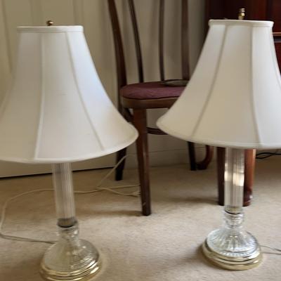 Matching Pair of Glass Table Lamp