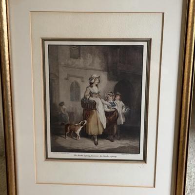 Giltwood-Framed F. Wheatley Flower Seller Framed Print
