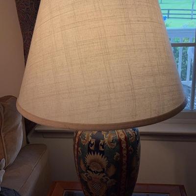 Pair of Colorful Vintage Ceramic Oriental Table Lamps