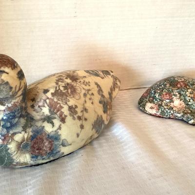 Decoupage Duck & Cat Figures (2 Pieces)