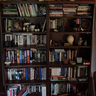 Pair of Wooden 6-Shelf Bookcases