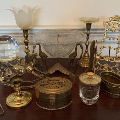 Collection of Brass & Glass Decor