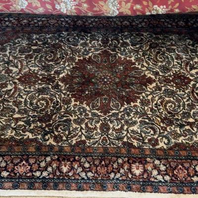 Oriental Hand-Knotted Rust & Cream-Tone Floor Rug