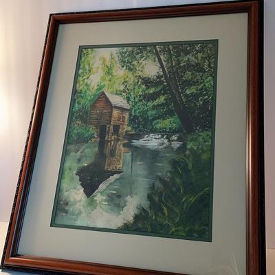 Framed Water Color "Stream in the Woods"