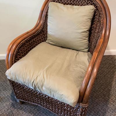 Pier 1 Brown Wicker Chair with Cushions