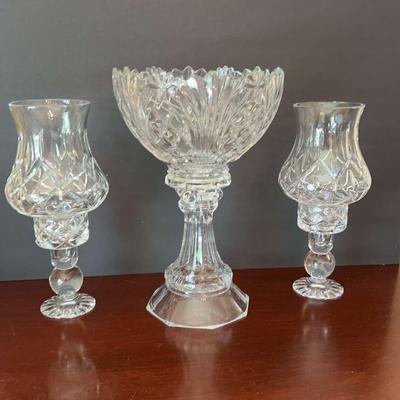 Crystal Compost And Hurricane Candleholders