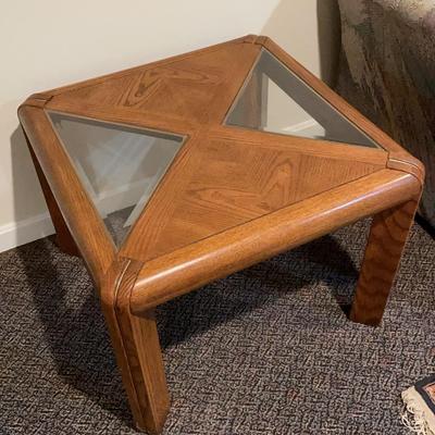 Wood & Glass Square End Table