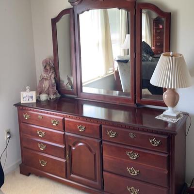 Broyhill Wooden Dresser W/ Attached Mirror