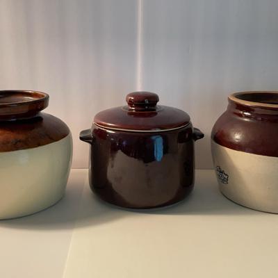 Trio of Bean Crocks Robinson Ransbottom & West Bend