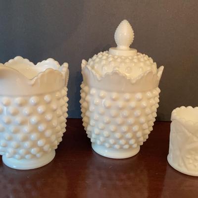 Three Pieces of Milk Glass