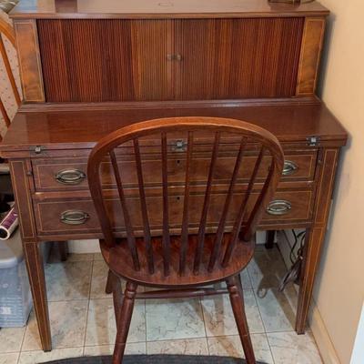 Vintage Colony House Mahogany Secretary & Spindleback 