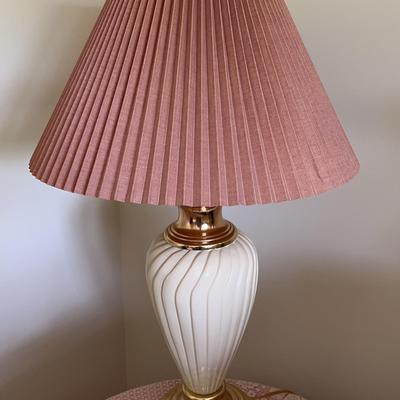 Cream & Gold-Tone Swirl Table Lamp