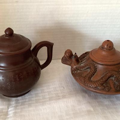 Pair of Vintage Chinese Yixing Clay Teapots