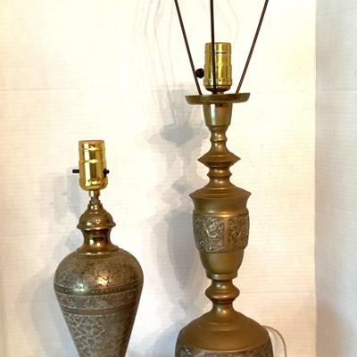 Duo Of Brass Table Lamps