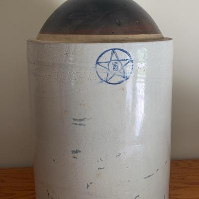 Large Blue Star Dual-Tone 5 Gallon Stoneware Jug