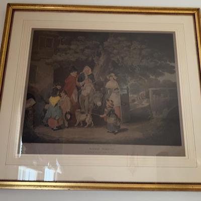 Giltwood-Framed Sunday Morning - A Cottage Family Going To Church Print