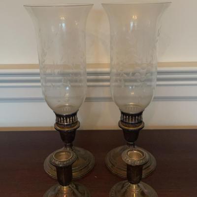 Pair of International Weighted Sterling Candleholders