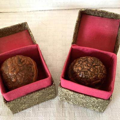 Antique Hand Carved Hedaio Walnuts (2)