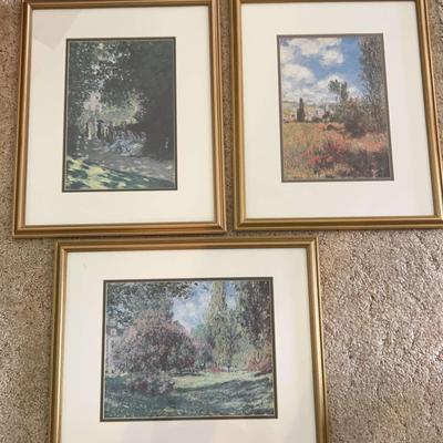 Trio Of Framed Claude Monet Prints