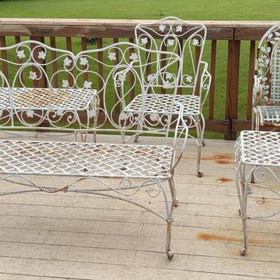 Assortment of White Metal Patio Furniture