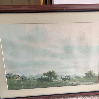 Wood-Framed Countryside Original Watercolor