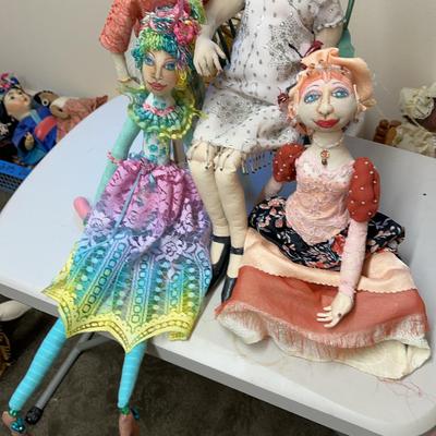 Four Fabric Dolls And Chair