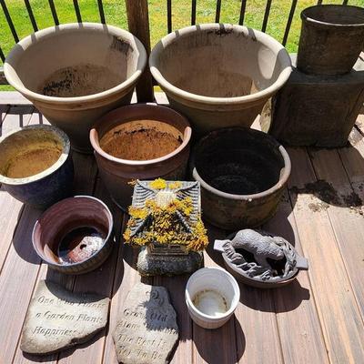 Lot Of Outdoor Plant Pots And Decor