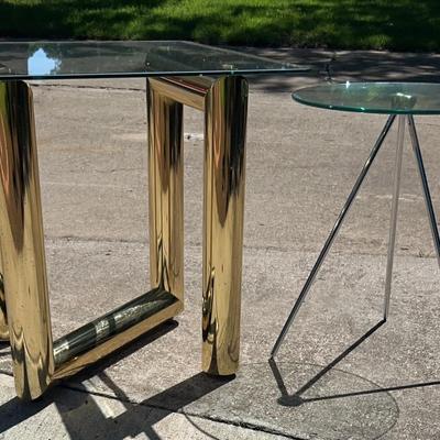 AX209 Tubular Z Shape Side Table & Brushed Nickel Bar Table