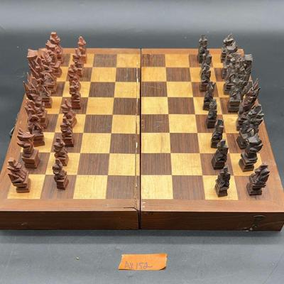 AX152 Bali Wood Carved Chess Set And Board