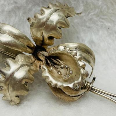 Vintage Floral Silver Brooch from Mexico