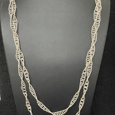 Silver Chain Link Opera Necklace