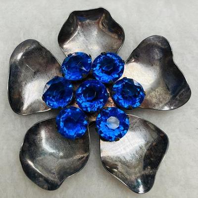 Vintage Sterling Silver Flower Brooch