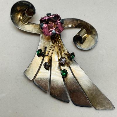 Vintage Sterling and Gold Toned Brooch