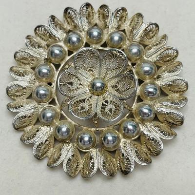 Vintage Silver Brooch Made in Mexico