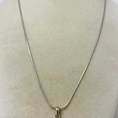 Sterling Silver CZ Drop Pendant Necklace