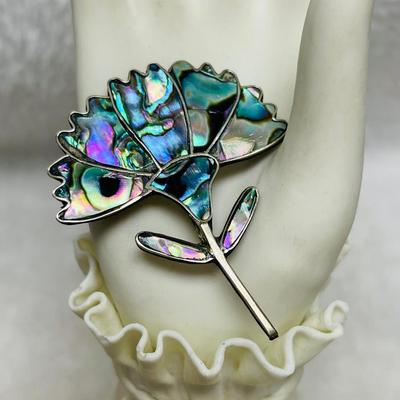 Alpaca Mexico Silver and Abalone Brooch/ Pendant