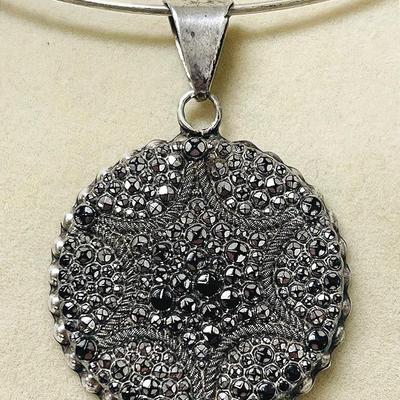 Vintage Sterling and Marcasite Pendant 