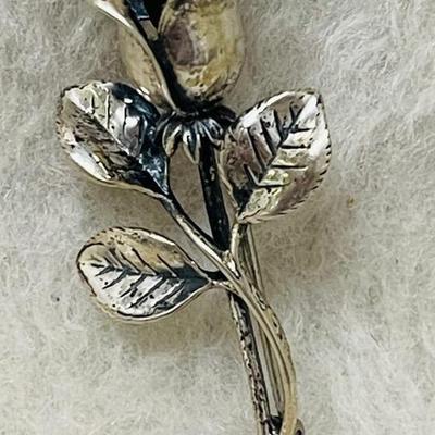 Sterling Silver Rose Brooch