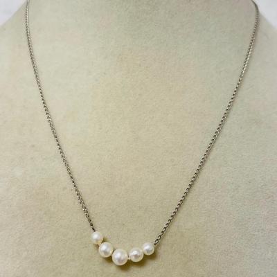 Vintage “Avon” Sterling Silver White Pearl Necklace