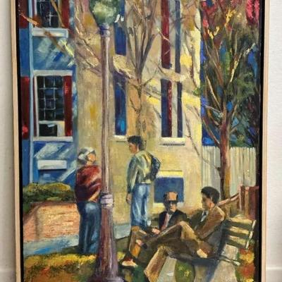 Steve Schulman Large City Scene Painting