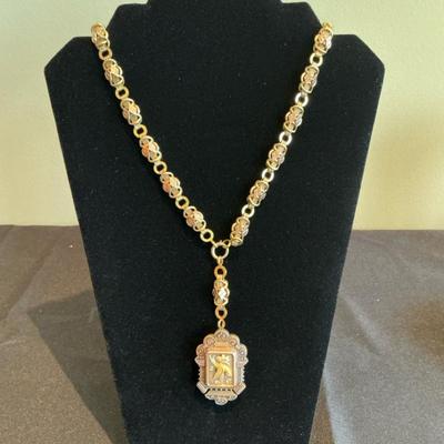 14k Gold Tri-Color Antique Victorian Locket Necklace (68.89 Grams)