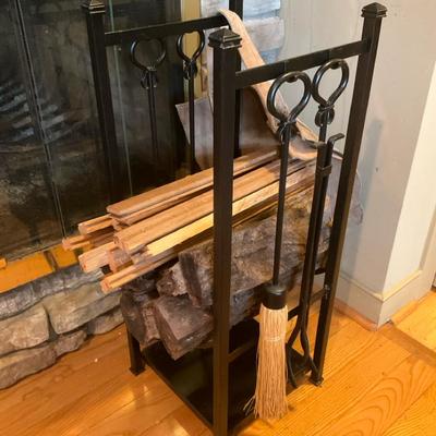 Aluminum Firewood Stand With Tools And Leather Log Sling