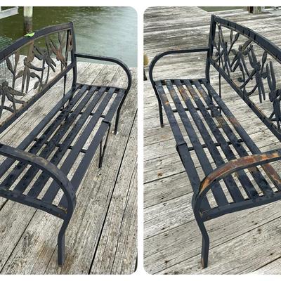 Two Metal Outdoor Patio Benches