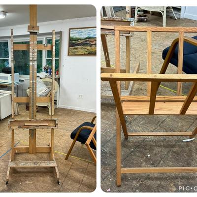 Large Adjustable Wooden Easel & Print Rack