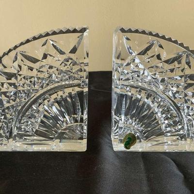 Waterford Heavy Lismore Lead Crystal Quadrant Bookends 