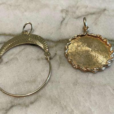 14kt Gold Charm Holder And Pendant 