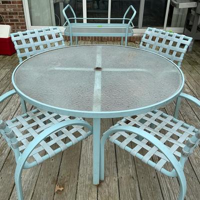 Patio Table & Four Chairs + Beverage Cart 
